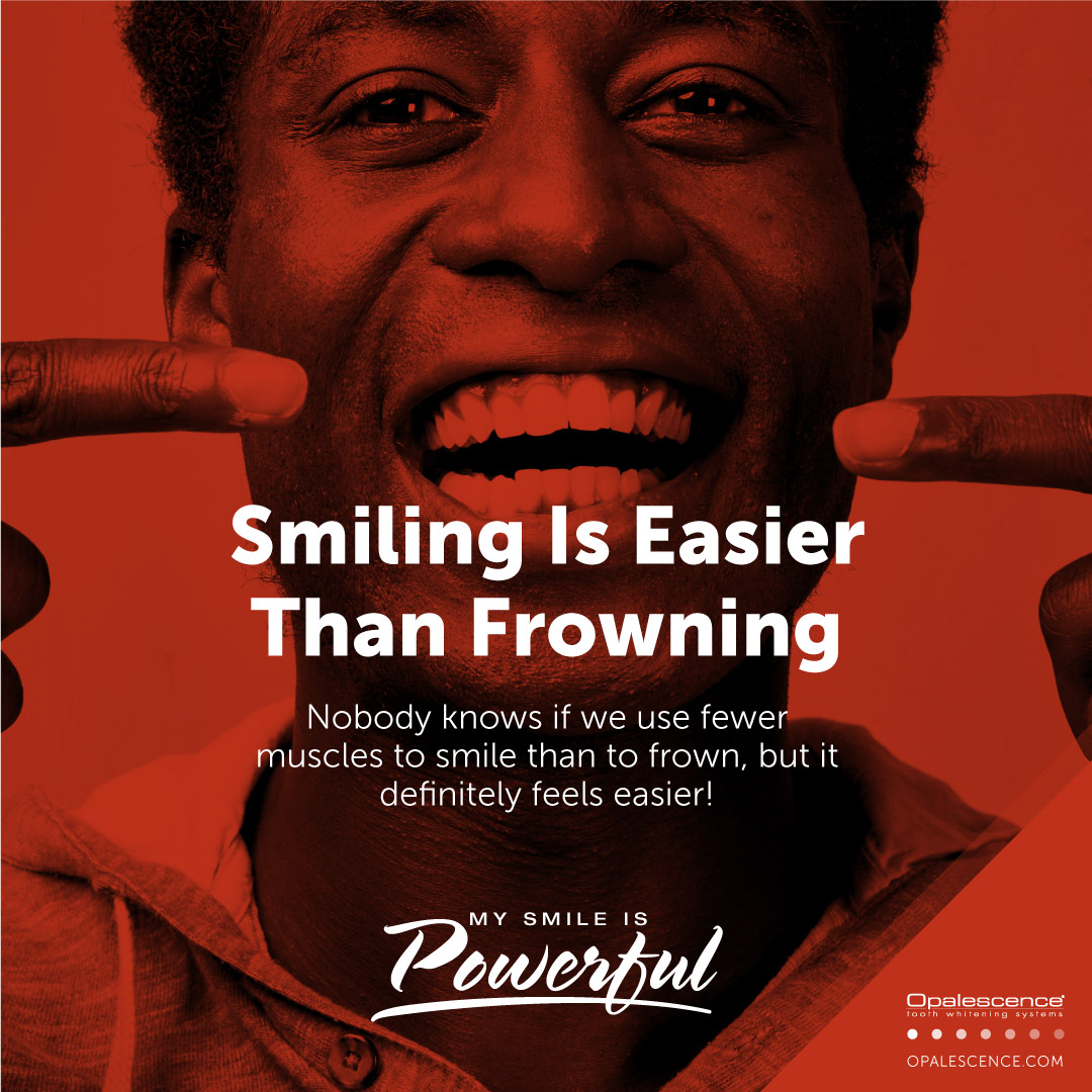 Smiling is Easier than Frowning - Nobody knows if we use less muscles to smile than to frown, but it definitely feels easier!